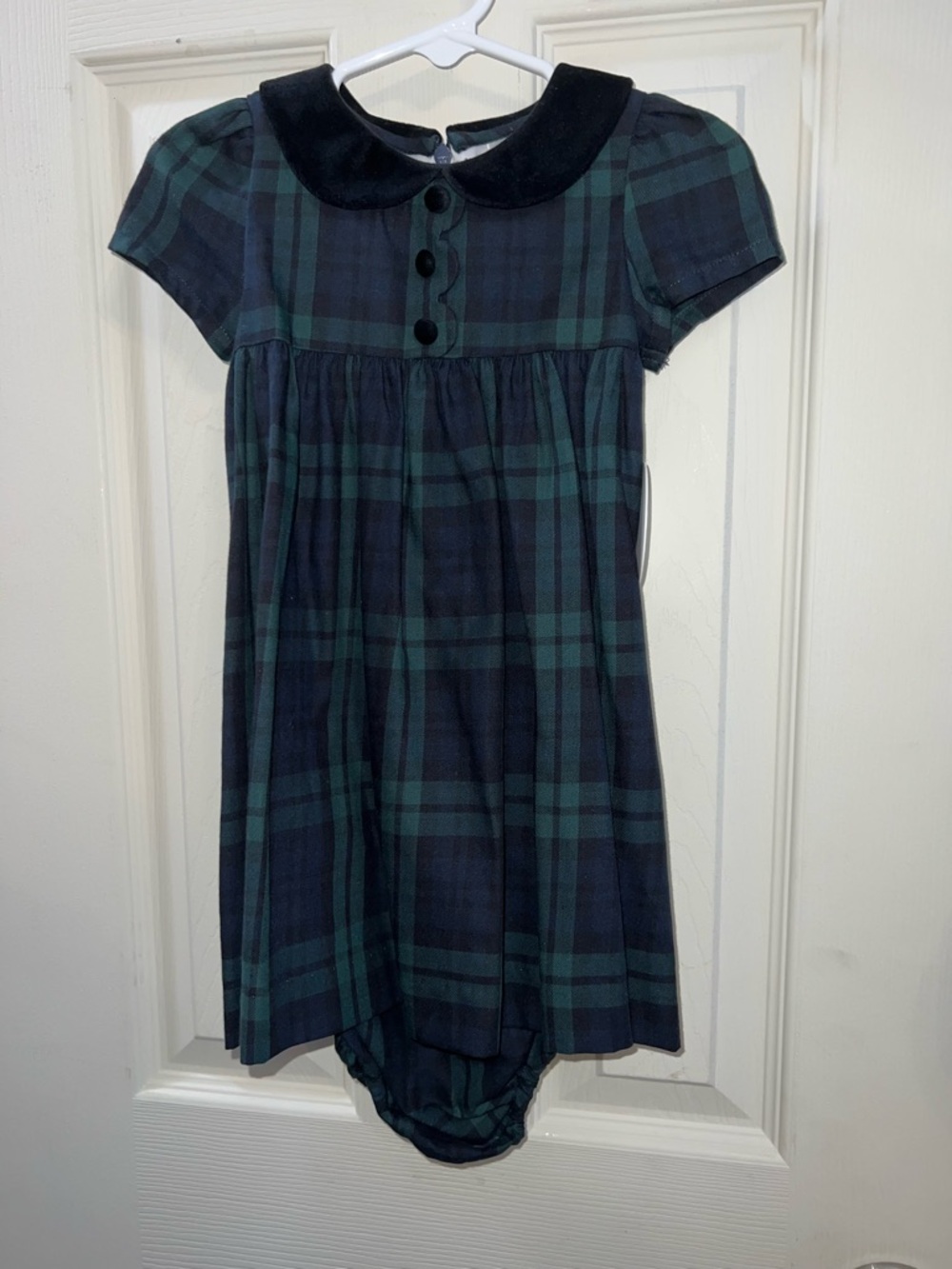 NWT 12M Edgehill Collection Baby Girl Plaid Green Blue Blue Dress Diaper Cover